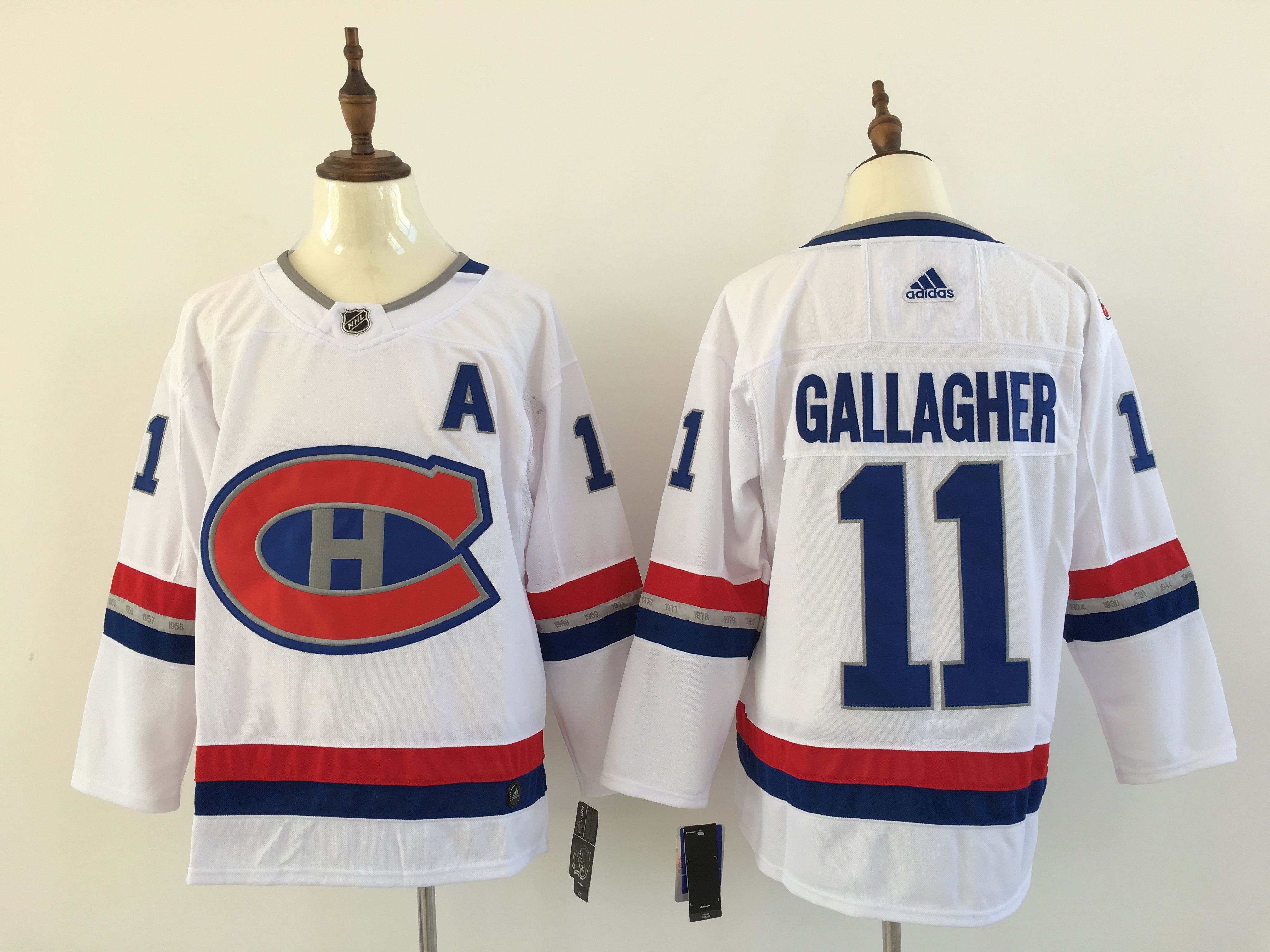 Men Montreal Canadiens 11 Gallagher White Hockey Stitched Adidas NHL Jerseys